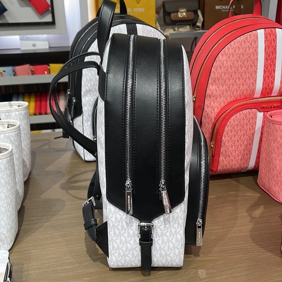 Michael Kors Jaycee Large Zip Pocket Backpack & LG DOUBLE ZIP WRISTLET - Picture 11 of 16